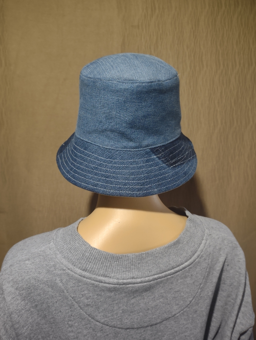 Handmade Upcycled Denim Versatile Reversible Sun Bucket Hat - Picture 5 of 12